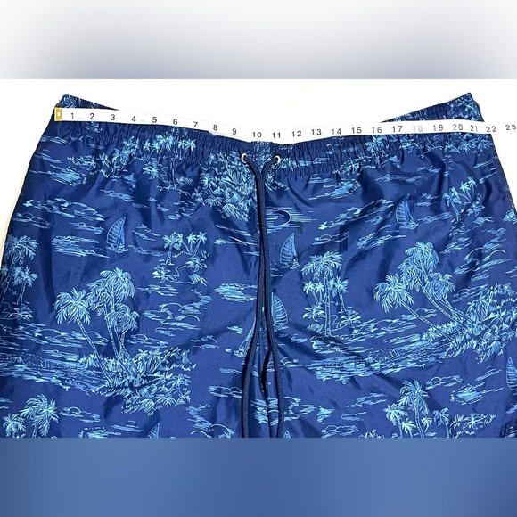 Land’s End Blue Tropical Print Men’s Swim Trunks Pockets Shorts Size 3XL 50-52 - Picture 4 of 16